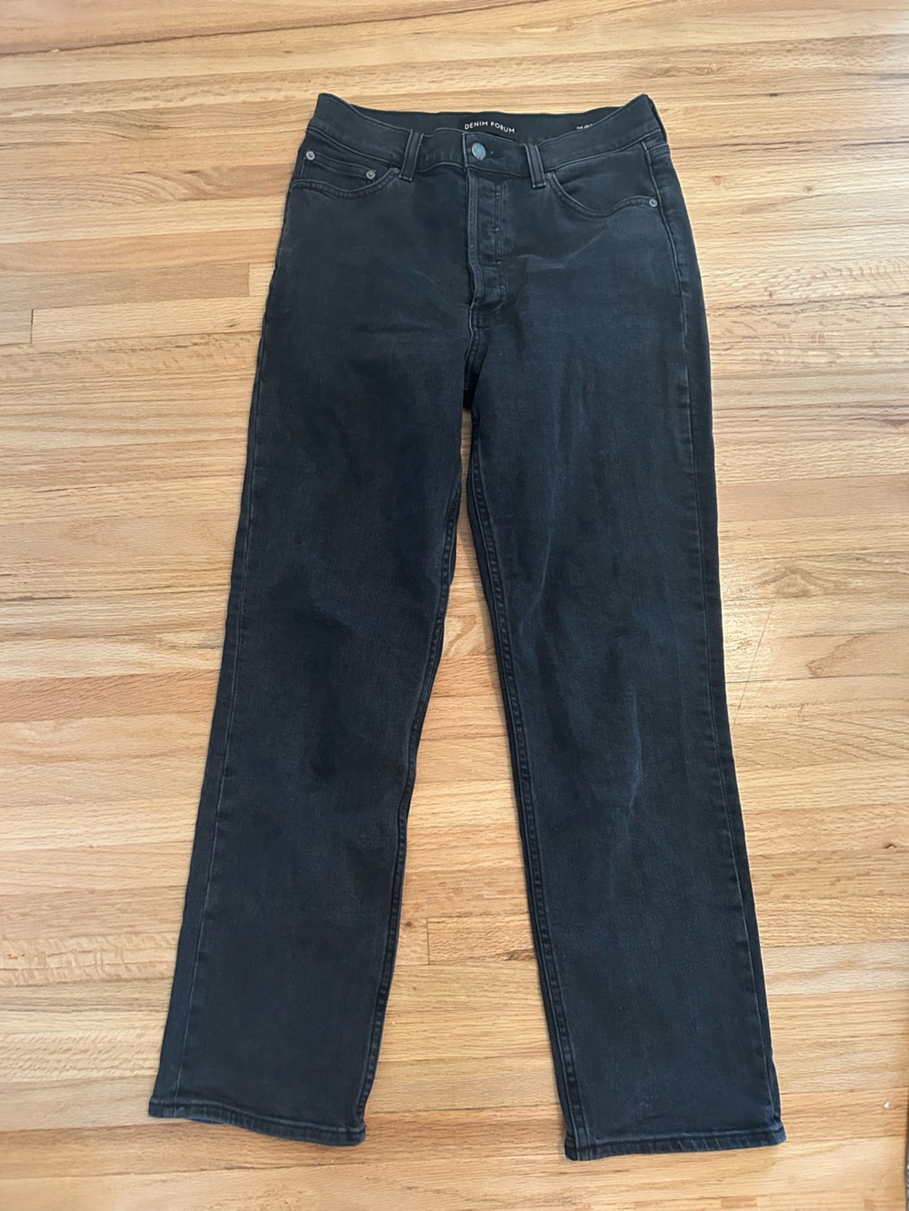 Denim Forum Women's Arlo High Rise Straight Leg Jeans - Black